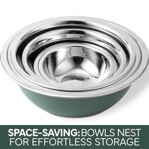 COOK WITH COLOR Stainless Steel Mixing Bowls Set - Nesting Bowls, 6 Pieces, Green 4
