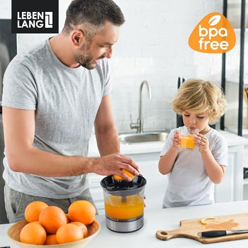 LEBENLANG Orange Juicer Electric - 2 cones & BPA-free I High juice yield & Large Volume I 24oz Lemon Juicer Squeezer I Electric Citrus Juicer Orange Juice Press Juicers Exprimidor De Naranjas Limones 6