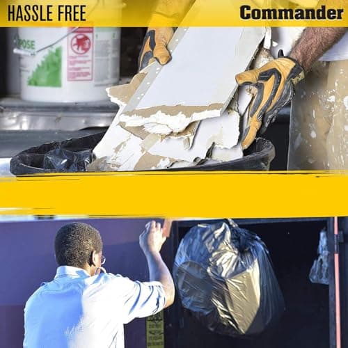 Commander 55 Gallon 3 MIL (eq) Heavy Duty Contractor Bags with Flap Ties - 36" x 56" with flaps - Pack of 10 - For Contractor, Industrial, & Outdoor 5