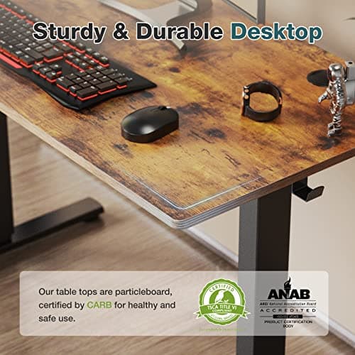 Electric Standing Desk, 55 x 24in Adjustable Height Electric Stand up Desk Standing Computer Desk Home Office Desk Ergonomic Workstation with 3 Memory Controller, Rustic Brown 5