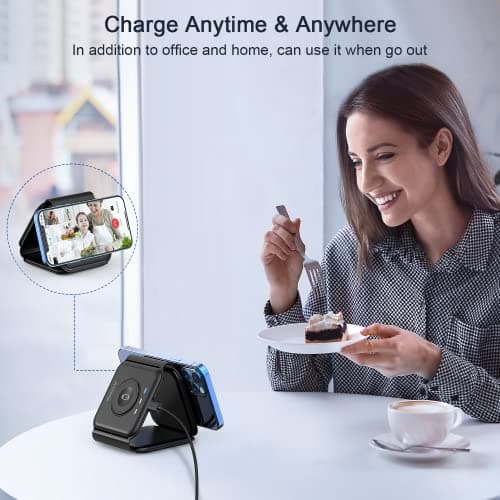 Wireless Charger 3 in 1,RTOPS Magnetic Travel Wireless Charging Station Multiple Devices,GaN 3 in 1 Charging Station,Compatible for iPhone16/15/14/13/Pro/Max,iWatch,AirPods4/3/2/Pro(Adapter Includes) 6