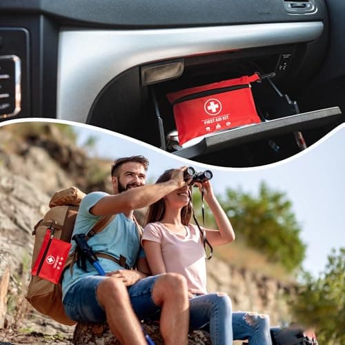 PronteeAid Mini First Aid Kit, Upgraded 140 Pieces First Aid Kit for Car, Essential Home Emergency Kit, Portable Compact Medical Kit for Kitchen, Office, Vehicle, Outdoor, Camping, Hiking 8