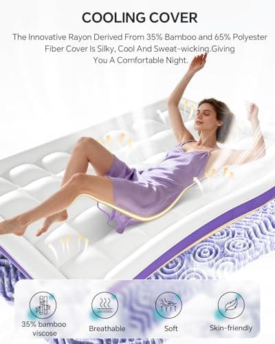 ChiXpace Dual Layer 4 Inch Memory Foam Mattress Topper Queen - 2 Inch Gel Memory Foam and 2 Inch Pillow Top Mattress Pad, 7-Zone Egg Crate Queen Size Mattress Topper(White) 6