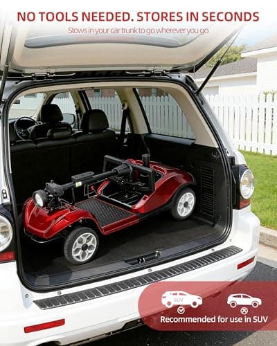 MobiCyc MS08 4-Wheel Mobility Scooter for Adults & Seniors, 18 Miles Removable Lithium Battery, 330 lbs Capacity, 350W Motor, Front/Rear Baskets, Phone Holder & Cup Holder, Compact(Red) 5