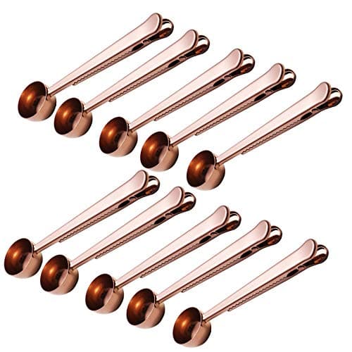 10 PCS Scoop with Clip,2-in-1 Stainless Steel Coffee Scoop and Bag Clip for Measuring Coffee, Tea，Protein Powder, Instant Drinks