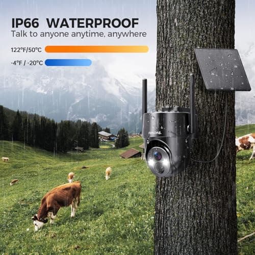 4G LTE Cellular Solar Security Camera Wireless Outdoor, No WiFi Solar Powered Camera, 360° Live View, 2K Color Night Vision, PIR Detection, 2-Way Audio, Motion Alert, Built in SIM Card, Easier to use 6