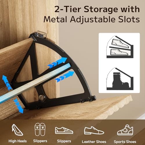 DAMCROP Modern Flip Shoe Cabinet with Drawer, Freestanding Entryway Shoe Storage for Small Spaces, Wave Panel Design, MDF Engineered Wood 5