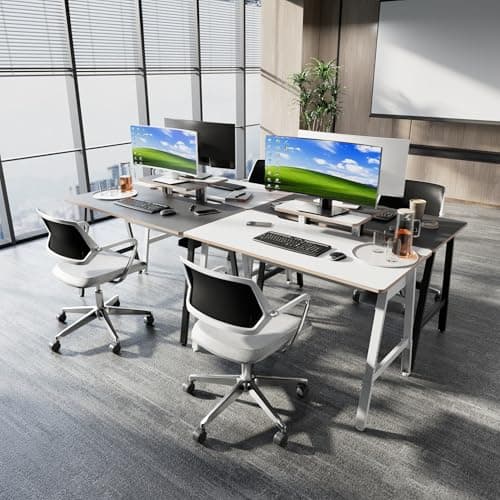 UPGRAVITY Height Adjustable Computer Desk - 47" Gaming Desk, Small Home Office Desk with Monitor Stand, Modern Simple Table Study Writing Work, Living Room Home Bedroom PC Table, Metal Frame, White 8