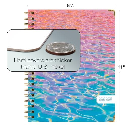HARDCOVER Academic Year 2024-2025 Planner: (June 2024 Through July 2025) 8.5"x11" Daily Weekly Monthly Planner Yearly Agenda. Bookmark, Pocket Folder and Sticky Note Set (Summer Bliss) 6