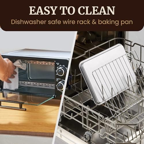 Elite Gourmet ETO490 9L/4 Slice Countertop Toaster Oven with 30-Minute Timer, Adjustable Temperature Control, Includes Baking Pan and Wire Rack, Bake, Broil, Toast, Black 5