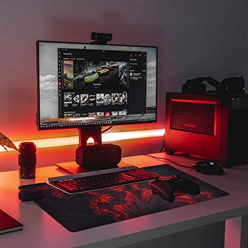 veecom Gaming Mouse Pad, Red Large Gaming Mouse Pads 31.5×15.75In, Long Big Mouse Pad XL Mouse Mat with Non-Slip Base, Extended Keyboard Mousepad Flame Pattern (Black Red) 6