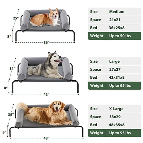 Cooling Elevated Dog Bed for Large Dogs – Waterproof Raised Dog Cot with Slope Headrest, Breathable Teslin Mesh, Durable & Portable Pet Bed for Indoor and Outdoor Use, Grey 5