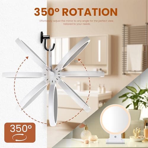 tubbede 1X/30X Lighted Makeup Mirror with Magnification, Double-Sided Switch, 3-Color Lights, 2000mAh Rechargeable, Adjustable Brightness, Swivel Makeup Mirror with Lights for Vanity or Wall Use 5