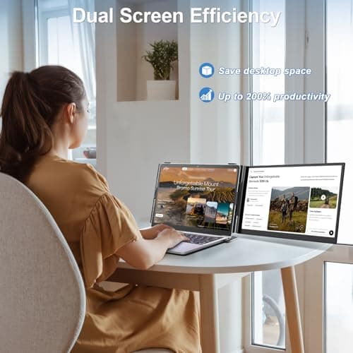 Zerfis Laptop Screen Extender, Ultra-Thin 14" FHD 1080P Portable Monitor for Laptop, 1.3lbs Lightweight Dual Monitor Extender Plug & Play for 13"-17" Laptops, Compatible with Wins/Mac/Android/Chrome 3