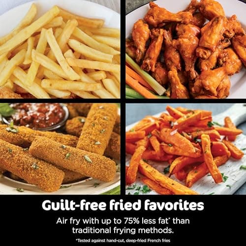 Ninja Foodi Air Fryer | 6-in-1 with 7-QT MegaZone & Basket Divider for Large Proteins & Full Meals | Cook 2 Foods at Once | 450° F | Air Fry, Roast, Broil, Dehydrate, Keep Warm & Bake | Black | DZ071 5