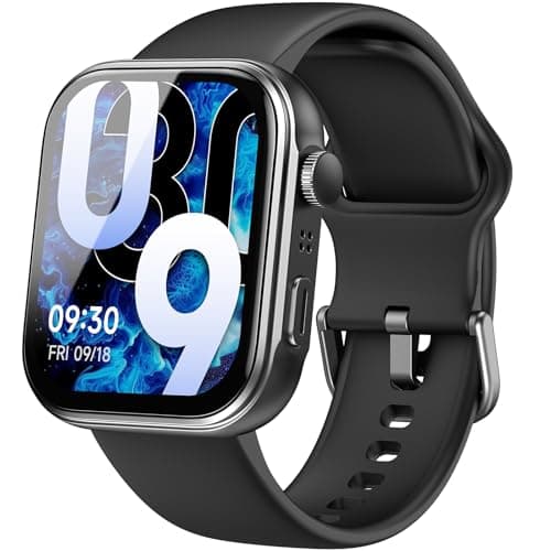 TOZO AMOLED S6 Smart Watch 1.85" Ultra-Clear Screen Dynamic Faces Bluetooth Call, 100+ Sports Modes Fitness Activity Tracker with Sleep Monitor IP68 Waterproof Black