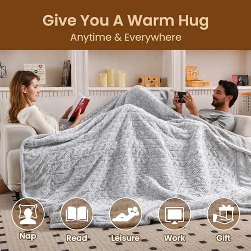 Bearhug Electric Blanket Full Size 77" x 84", 10 Heat Settings Heated Blanket, 1-12 Hour Auto Shut-Off, Faux Fur & Sherpa Dual-Sided Heating Blanket, Machine Washable, Gift-Ready Elegant Packaging 5