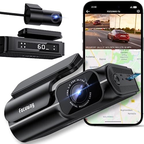 Dash Cam Front and Rear 4K, Built-in 5GHz WiFi GPS Speed, Voice Control, Free 64GB SD Card, Dual Dash Camera for Cars, Superb Night Vision, Super-Capacitor, 24Hrs Parking Monitor, WDR, Type C