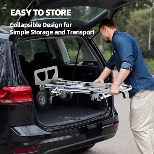 Hand Trucks Heavy Duty Aluminum Dolly Cart, 3 in 1 Design 1000 Lbs Capacity with Solid Wheels - Foldable, Portable, Ergonomic Handle, Perfect for Construction, Warehouses, Factories, Indoor & Outdoor 7