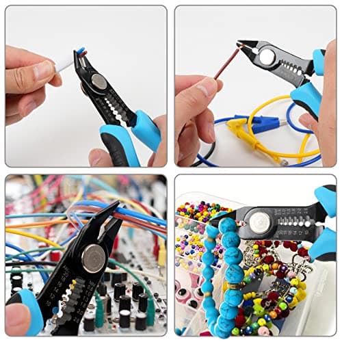 WGGE Wire Cutters Precision Flush Pliers with Supplementary Stripping, Cutting Pliers, Handy and Slim Diagonal Cutters, Ultra Sharp Wire Cutter, 10-20AWG wire stripper (6 inch) 6