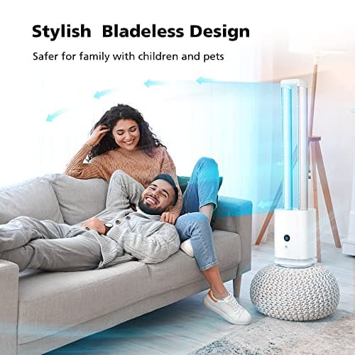 ULTTY Bladeless Tower Fan and Air Purifier in one, Bedroom Fan with HEPA Filter 99.97% Smoke Dust Pollen Dander, 42 Inch 90° Oscillating Tower Fan with Remote, Touch, 8H Timer 7