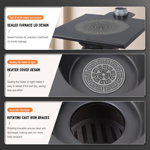Indoor Wood-Burning Heating Stove, Small Cast Iron Stove for Cabin Heating, Portable Wood Furnace with Cooking Function 1-pack 22.4 * 14.5 * 14.5in/57 * 37 * 37cm 5