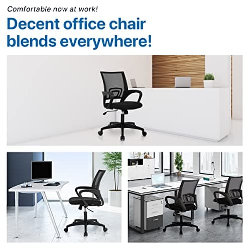 Hkeli Home Office Chair Mesh Ergonomic Desk Chair Computer Chairs Adjustable Height Mid Back Task Chair with Lumbar Support Armrest Executive Rolling Swivel Chair for Women Adults (Black) 7