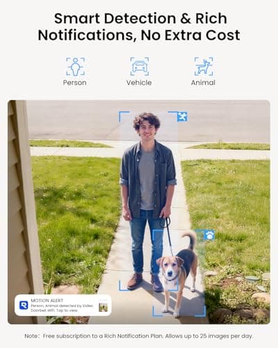 REOLINK Video Doorbell WiFi Camera - Wired 2K Outdoor, 5G&2.4G WiFi, 4:3 Wide View Angle, Smart Detection, Local Storage, No Subscription Front Door Home Security, Customized Chime V2 4