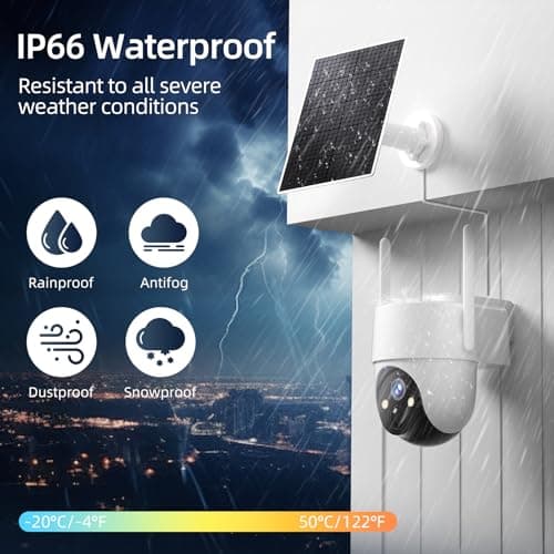 4G LTE Cellular Solar Security Camera Wireless Outdoor, No WiFi Security Camera, 360° View, 2K Night Vision, PIR Detection, 2 Way Audio, Motion Alerts, Built in SIM Card Support Verizon/AT&T/T-Mobile 8