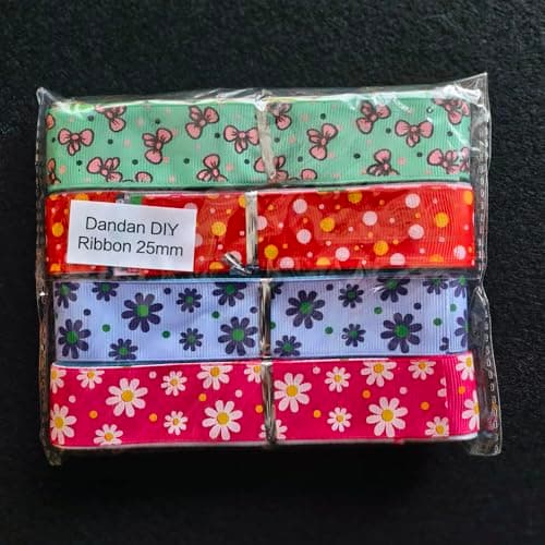 Dandan DIY Assorted 20 Yards Grosgrain Ribbon Bow Daisy Butterfly Cake Love Heart Dots Flower Rose Smile Face Craft DIY Packing Hair Bow Accessory 5