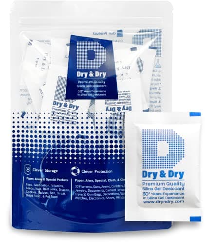 Dry & Dry 5 Gram [30 Packets] Silica Gel Packets Silica Gel Desiccants, Silica Gel Packs - Rechargeable (Food Safe) Silica Gel Packets, Silica Packets
