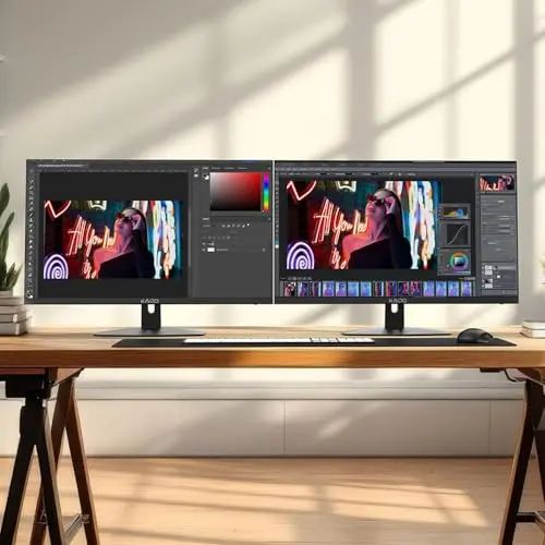 Kado Dual Monitor Setup - 2-Pack 27" 1920x1080 Computer Monitor 75Hz VESA Mount HDMI Office Gaming Built-in Speakers (E27 Dual Series) 3