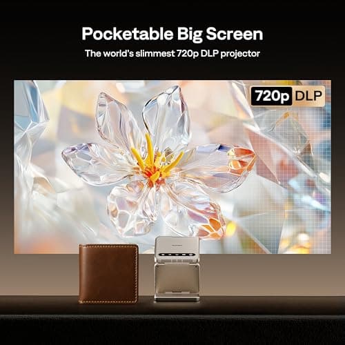 Aurzen ZIP Tri-Fold DLP Mini Projector,Pocket Size, Zero-Lag Focus,One-Click Screen Mirroring,Full-Screen Mode,Type-C Fast Charging,5000mAh Battery,Bluetooth,Portable Projector for Cookie, Art,Gold 5