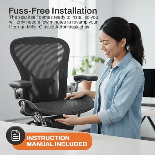 Replacement Seat for Herman Miller Classic Aeron Size B Medium (Black Mesh) 6
