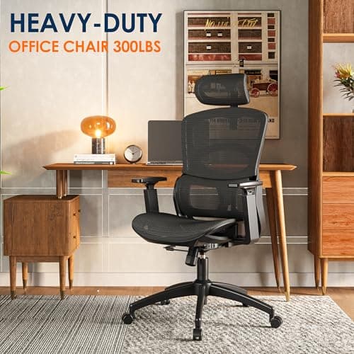 GABRYLLY Ergonomic Office Chair, High-Back Desk Chairs with Adjustable Lumbar Support, Headrest, Tilt Function, Soft Wide Seat and 3D Armrest, 300 LBS Sturdy Home Mesh Chair Task Chairs, GY1070 9