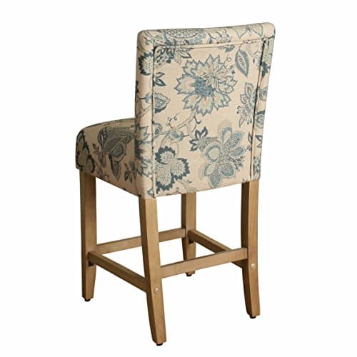 HomePop Upholstered Counter Height Barstool, 24-inch, Blue and Tan Jacobean 5