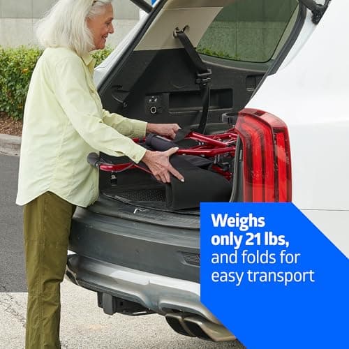 Medline Red Combination Rollator and Transport Chair, Desk-Length Arms, Swing Away Footrests, Red Frame 5