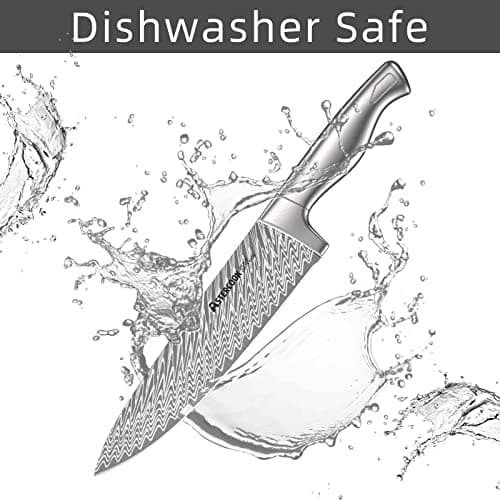 Astercook Knife Set, 15-Piece Kitchen Knife Set with Block, Built-in Knife Sharpener, German Stainless Steel Knife Block Set, Dishwasher Safe 6