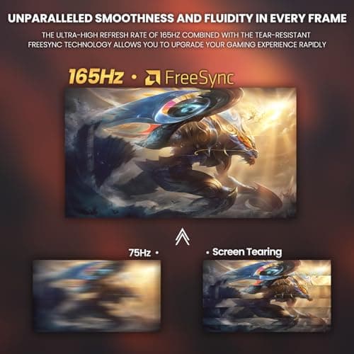 CRUA 24 Inch Curved Gaming Monitor, 144hz/165hz FHD 1080P Frameless Computer Monitor, PC Monitors Support AMD Freesync, 99% sRGB, DP, HDMI, Compatible Wall Mountable Installs-Black 6