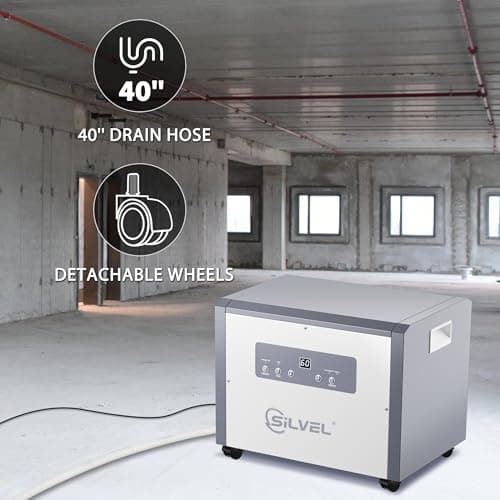 SILVEL 120 Pints Commercial Dehumidifier with Pump, with Drain Hose for Crawl Spaces, Basements, Industry Water Damage Unit, Compact, Portable, Auto Defrost 5