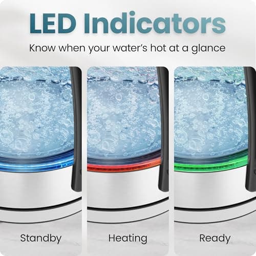 CHEFMAN Lightning High-Powered Electric Kettle, 1.8L 1750W, Rapid Boil 2 Cups in 2 Minutes, BPA Free Cordless Tea Kettle with Digital Temperature Control and 1-Hour Keep Hot – Stainless Steel 5