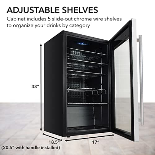 Whynter Beverage Refrigerator with Double-Layer Glass Door, 127-Can 3.1 Cu Ft Freestanding Drink Mini Fridge, BR-130SB, Stainless Steel 5