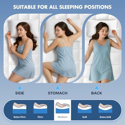 PAYHUIN Dual Layer 4 Inch Memory Foam Mattress Topper King Size, 2 Inch Cooling Gel Memory Foam, 2 Inch Soft Pillow Top Pad, Breathable Mattress Cover for Back Pain Relief, Deep Elastic Pocket, White 7