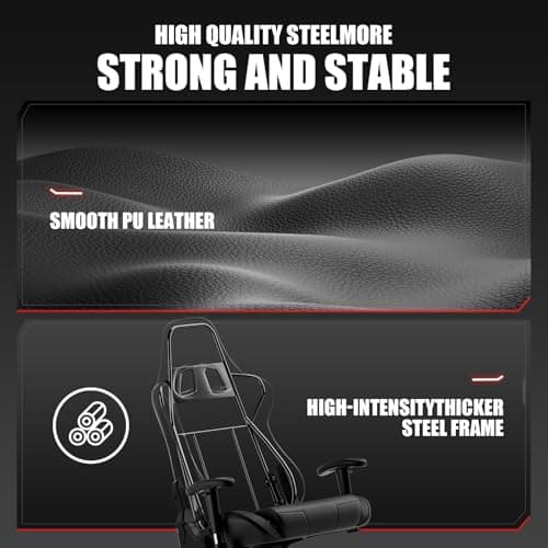 GTRACING Gaming Chair Racing Office Computer Ergonomic Video Game Chair Backrest and Seat Height Adjustable Swivel Recliner with Headrest and Lumbar Pillow Esports Chair (Dark Black) 6