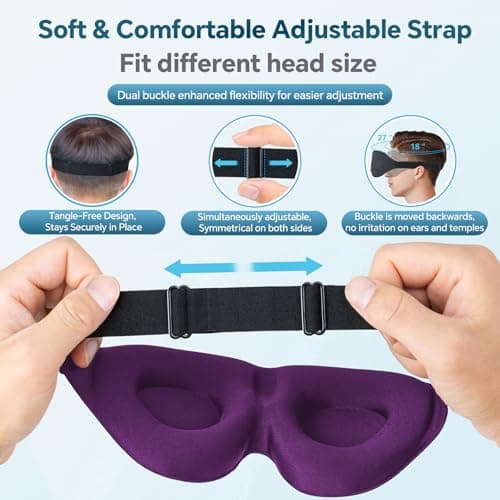 ZGGCD Sleep Mask for Side Sleeper, Light Blocking Sleeping Eye Mask for Women Men, 3D Contoured Cup Night Blindfold, Luxury Eye Cover Eyeshade with Adjustable Strap for Travel, Nap, Purple 6