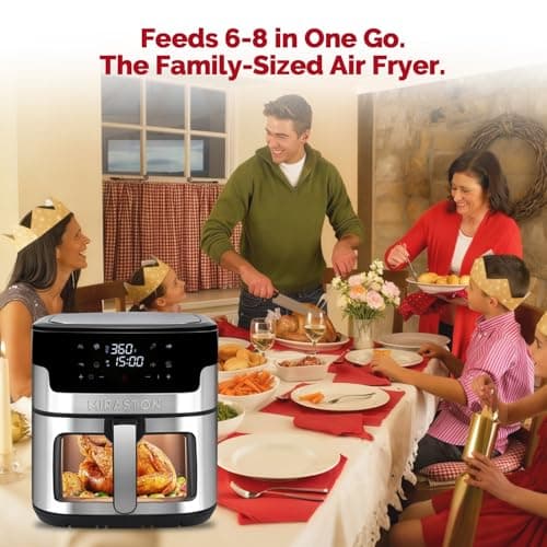MIRASTON Air Fryer, 8.5QT Family Size Digital Air Fryers, BPA-Free, Smart Touchscreen with 8-Preset, Air Frying, Reheat Leftovers, Party Food, Fast Cooking, Dishwasher-Safe, Stainless Steel 6