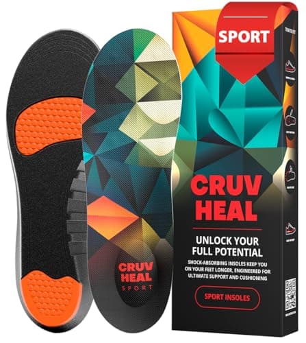 CRUVHEAL Sport Shock Absorbing Insoles - Basketball Athletic Shoe Cushioning Inserts Men Women - Ideal for Active Sports Running Training - Neutral Arch for Sneakers Shoes, M
