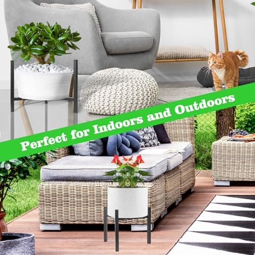 Airpark Plant Stand Indoor Adjustable, Metal Modern Plant Stands, Heavy Duty Stable Plant Pot Flower Holder Indoor Outdoor Corner, Fit 8 9 10 11 12 inch Pots, Black (Pot & Plant Not Included) 6