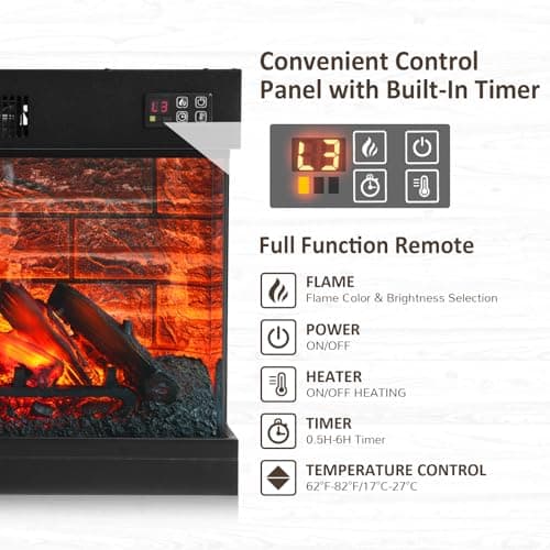 Naice 72" Electric Fireplace with Mantel and Cabinets, Fireplace TV Stand for TVs up to 80", LED Light & Power Outlet, 3-Side Glass Realistic Flame Insert Heater for Living Room Bedroom 9