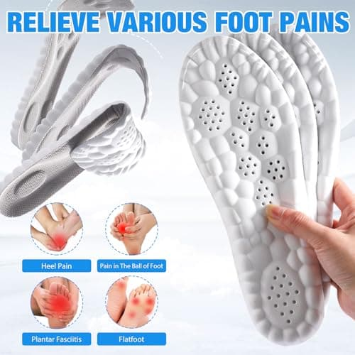 4D Insoles - 4D Cloud Technology Insole - Super Soft, Ultra Comfort Insoles, 4D Sports Shoes Insoles, Acupoint Massage Insole for Foot & Joint Support (11-12, Gray) 5